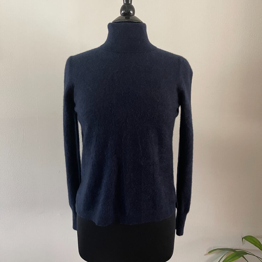 J.Crew Everyday 100% Cashmere Turtleneck Sweater Womens Large Blue J6600 L Knit